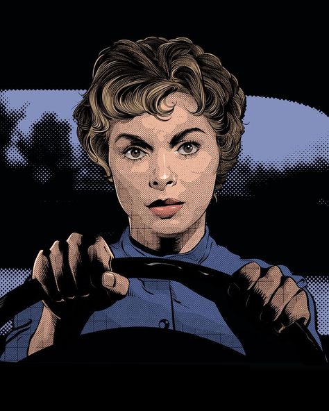 Cristiano Siqueira, "Illustration of Janet Leigh in the role of Marion Crane on PSYCHO (1960)". Marion Crane, Hitchcock Film, Janet Leigh, Green Lantern Corps, Horror Icons, Classic Monsters, Alfred Hitchcock, Monster Art, Amazing Spiderman