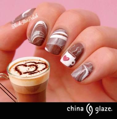 Coffe Nail Designs, Coffee Inspired Nail Art, Coffee Cup Nail Art, Coffee Nails Designs Art Ideas, Coffee Themed Nails, Coffe Nail Ideas, Coffee Inspired Nails, Coffee Nail Designs, Coffee Nails Designs