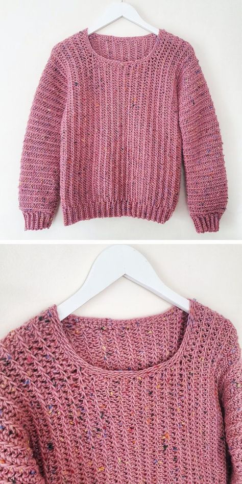 Crochet Sweater One Piece, Crochet Beginner Sweater, Easy Crochet Jumper Free Pattern, Truboo Yarn Crochet Patterns, Easy Crochet Wearables, Oversized Crochet Sweater Pattern Free, Crocheted Sweaters Free Pattern, Sweater Crochet Invierno, How To Crochet A Sweater For Beginners