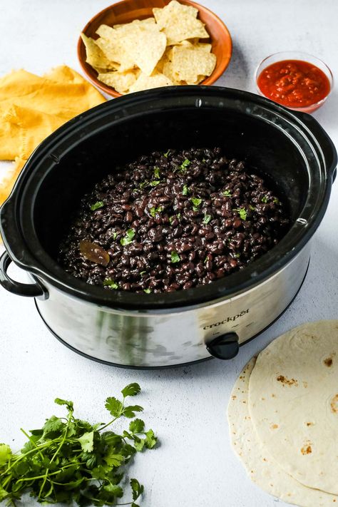 crockpot black beans Refried Black Beans Crockpot, Bean Recipes, Black Bean Recipes Crock Pot, Authentic Black Beans, Black Beans Recipe Crock Pot, Crockpot Black Beans, Beans Recipe Crockpot, Beans In Crockpot, Slow Cooker Black Beans