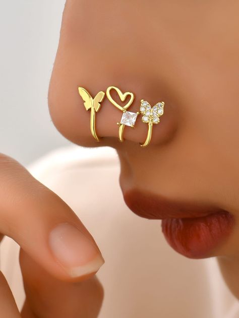 Cute Fake Nose Rings, Shein Fake Nose Rings, Shein Nose Ring, Butterfly Nose Ring Hoop, Fake Ring, Heart Nose Ring Bodydazz.com Body Jewelry, Fake Nose Ring, Fake Nose Rings, Fake Nose