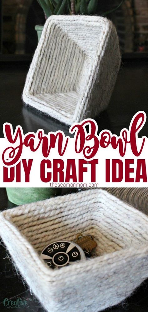 Feeling creative? Make yourself a cute bowl using a handful of simple materials! This practical yarn bowl DIY is so easy to make! via @petroneagu Diy Yarn Bowl, Yarn Bowls Diy, Yarn Bowl Craft, Crafting Storage, Easy Yarn Crafts, Homemade Holiday Gifts, Diy Bowl, Diy Yarn, Diy Yarn Crafts