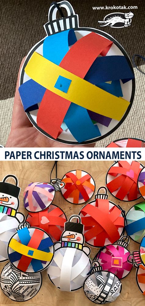 First Grade Christmas Ornament Craft, Art Class Ornaments, Grade 1 Christmas Ornaments, Elementary Christmas Crafts For Kids, 2nd Grade Christmas Ornament Craft, Grade 6 Christmas Craft, Elementary School Christmas Ornaments, Elementary School Holiday Crafts, Christmas Craft Ks1