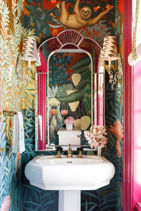 Bathroom Interior Design, Maximalism, Maximalist Interior, Hus Inspiration, Design Del Prodotto, Bathroom Wallpaper, Beautiful Bathrooms, Bathroom Inspiration, 인테리어 디자인