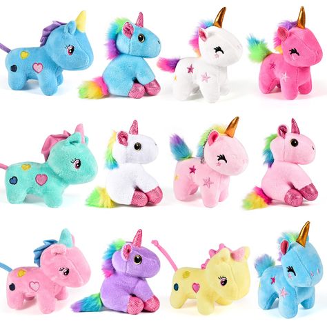 PRICES MAY VARY. 4.8" SMALL UNICORN STUFFED PLUSH REMOVEABLE KEYCHAINS - 12 Pack rainbow color cute unicorn stuffed toys keychain. Shipped in a thickened box to ensure that the unicorn favors will not be deformed. Each one is high-quality pastel fabrics and bright colors. REMOVABLE CHAIN & EASY TO HANG & WIDE USE - Each plush toy with chains that can be opened and closed & removable from unicorn, it will make our toys suitable for more places! You can easy attach it to a school bag, handbag, car Unicorn Party Favor, Girl Birthday Party Favors, Bulk Party Favors, Plush Unicorn, Unicorn Themed Birthday Party, Unicorn Stuffed Animal, Carnival Prizes, Unicorn Party Favors, Party Favors For Kids Birthday