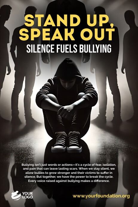 Black Professional Anti Bullying Poster | PosterMyWall Bulling Poster, Stop Bulling Posters, Cyberbullying Poster, Poster Bully, Stop Bulling, Ariel Drawing, Nursing School Motivation, Poster Template Free, Online Poster