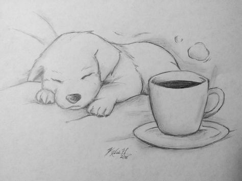 Puppy And Kitten Drawing, Sleeping Puppy Drawing, Dog Pictures Drawing, Puppy Drawing Sketches, Dog Sleeping Drawing, Person Sleeping Drawing, Puppy Drawing Cute, Sleep Sketch, Dog Pencil Sketch