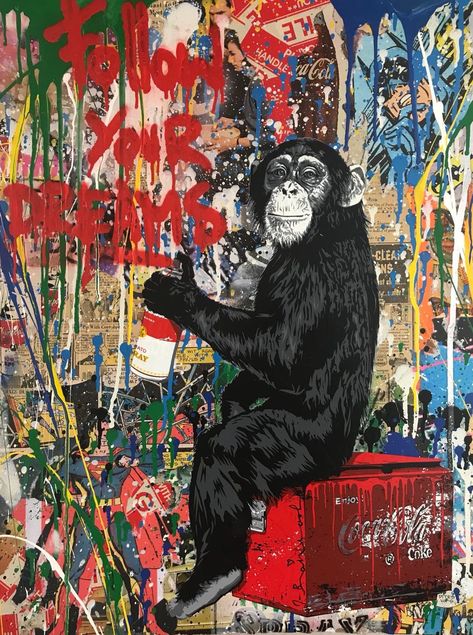 Banksy Monkey, Modern Canvas Painting, Mr Brainwash, Street Art Banksy, Banksy Graffiti, Banksy Art, Jeff Koons, Graffiti Painting, Street Graffiti