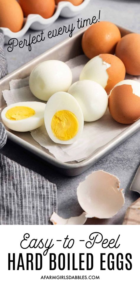 This simple recipe for Easy Peel Hard Boiled Eggs says goodbye to frustrating peeling and HELLO to perfectly cooked, perfectly peeled eggs! Boiled Eggs In Microwave, Boiled Eggs Easy Peel, Eggs In Microwave, Hard Boiled Eggs Easy, Boiled Egg In Microwave, Easy Peel Boiled Eggs, Easy Peel Hard Boiled Eggs, Hard Boiled Eggs Recipe, Eggs In The Microwave