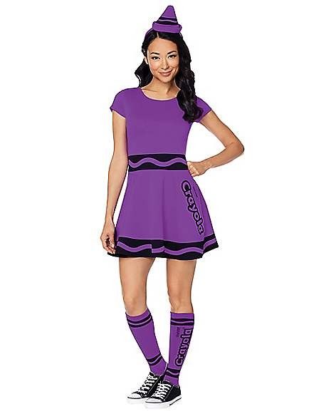 Crayon Headband, Crayon Dress, Crayon Costume, Halloween Spirit Store, Home Halloween Costumes, Violet Dress, Purple Style, Violet Dresses, Halloween Store