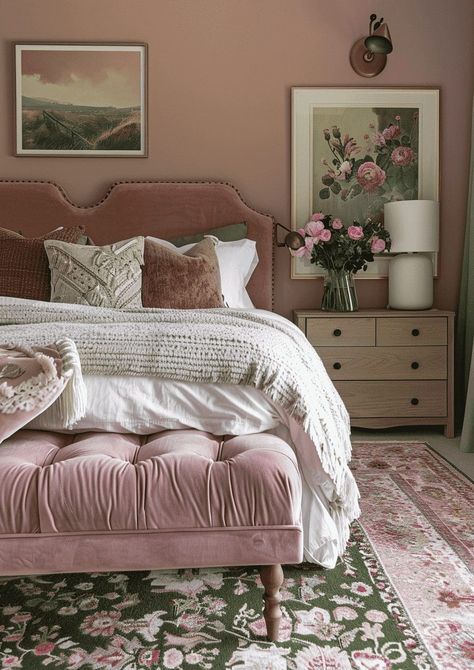 Pink Pastel Bedroom, Jade Green Bedroom, Pink And Green Bedroom Ideas, Green And Pink Bedroom Ideas, Pink Green Bedroom, Green And Pink Bedroom, Pink And Green Bedroom, Green And Pink Design, Soothing Bedroom Colors