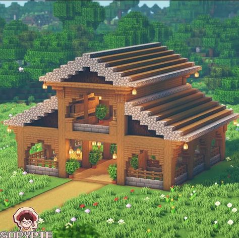 House Design Minecraft, Amazing Minecraft Houses, Minecraft Barn, Mc Builds, Minecraft Houses Survival, Rumah Minecraft Sederhana, Minecraft Mansion, Minecraft Structures, Minecraft Interior Design