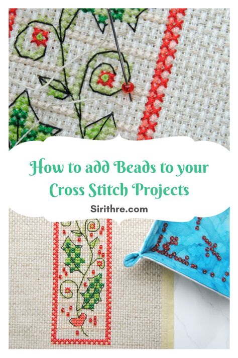 Cross Stitch With Beads Free Pattern, Cross Stitch Beading, Perforated Paper Cross Stitch Patterns, Cross Stitch With Beads, Counted Cross Stitch Patterns Free, Needlework Ideas, Cross Stitch Projects, Redwork Patterns, Cross Stitch Tutorial