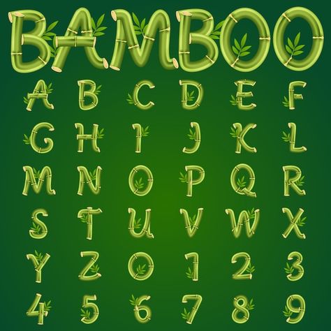 Vector bamboo alphabet | Premium Vector #Freepik #vector #jungle-font #bamboo-forest #nature-font #nature-text A Z Fonts, Tiki Font, Number Vector, Vector Art Illustration, Letter R, Creative Commons, Technology Logo, Text Effects, Logo Templates