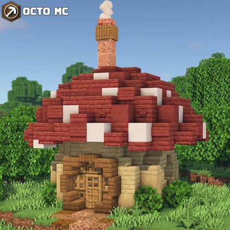 Natural Minecraft Houses, Minecraft Mini Cottage House, Minecraft Round House Ideas, Mushroom Starter House Minecraft, Minecraft Cottage Core Library, Fairy Hut Minecraft, Minecraft Spawn Area Ideas, Minecraft Builds Idea, Natural Minecraft Builds