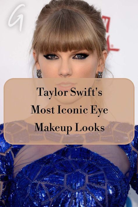 Taylor Swift is best known for her love of red lipstick, so her eye makeup often takes second place — which is tragic given how iconic many of her looks have been. #celebrity #makeup #taylorswift How To Do Taylor Swift Makeup, Taylor Swift Inspired Eye Makeup, Taylor Swift's Makeup, Taylor Swift Speak Now Makeup Ideas, Taylor Swift 1989 Makeup Ideas, Taylor Swift Red Makeup, Reputation Era Makeup Ideas, Taylor Swift Eyeliner, Taylor Swift Lips