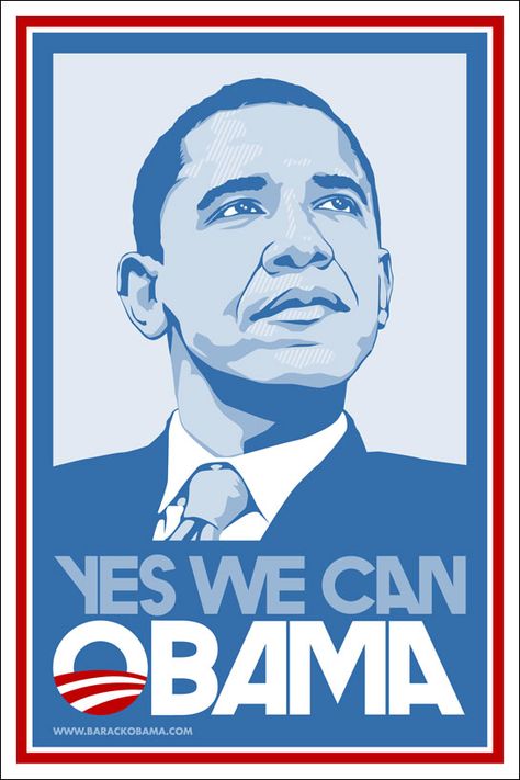 This was Obama poster for his campaign "Yes we can" which helped him become president. I like the contrast between the colours. Obama Poster, Obama Campaign, Campaign Logo, Campaign Posters, Comic Relief, Islamic Posters, Book Posters, American Presidents, Propaganda Posters