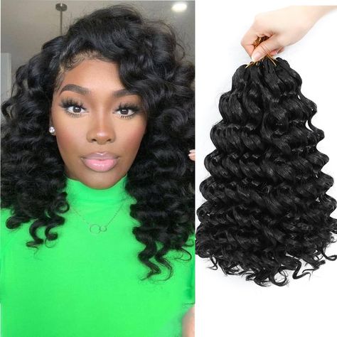 PRICES MAY VARY. 💖Material: Ocean Wave Crochet Hair is made of high quality low temperature synthetic fiber, which is skin friendly, super lightweight and soft, comfortable to wear and natural looking, to resemble the touch and feel of human hair. 💖Hair Package: Ocean Wave Crochet Hair 8 Packs/lot, usually 7-8 packs will create a full gorgeous crochet curly hairstyle. You can trim your Ocean Deep Wavy Crochet Hair according to your needs and do DIY hairstyles with different colors and sizes to Crochet Hairstyles For Black Women Wavy, Crochet Human Hair Wavy, 10 Inch Crochet Hairstyles, Body Wave Crochet Hair, Crotchet Hairstyles Curly, Sew In Curly Hairstyles, Human Hair Crochet Styles, Crochet With Human Hair, Crochet Hair Patterns