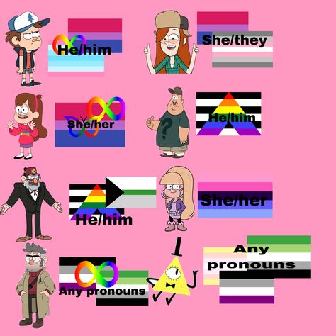 Cartoon Headcanons, Gravity Falls Redesign, Gravity Falls Headcanon, Pyramid Steve, Character Headcanons, Lgbtq Icons, Gravity Falls Funny, Gravity Falls Bill, Dipper And Mabel