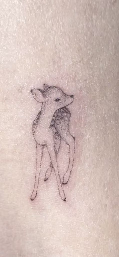 Doe Deer Tattoo, Fawn Tattoo Minimalist, Doe Tattoo Simple, Fine Line Deer Tattoo, Elk Tattoo Feminine, Dear Tattoos, Simple Deer Tattoo, Small Deer Tattoo, Deer Tattoos For Women