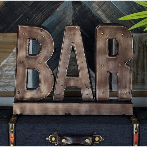 Bodie LED Bar Sign Letter Block Architecture Restaurant, Bed With Led Lights, Bar Game, Design Café, Industrial Bar, Led Bar, Blue Ice, Metal Letters, Vintage Character