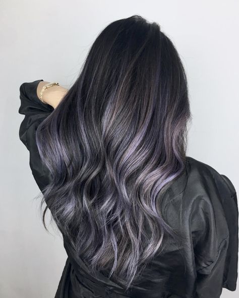 Balayage, Smoky Lavender Balayage, Silver Balayage On Brown Hair, Silver Balayage On Dark Hair, Balayage Hair Brunette Long, Balayage Hair Honey, Balayage Hair Rose, Purple Brown Hair, Balayage Hair Blonde Medium