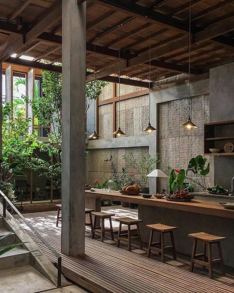 Coffee Shop Concept, Beautiful Modern Homes, Tropical House Design, Bali House, Concept Ideas, Contemporary Homes, Tropical House, Great Coffee, Home Decorations