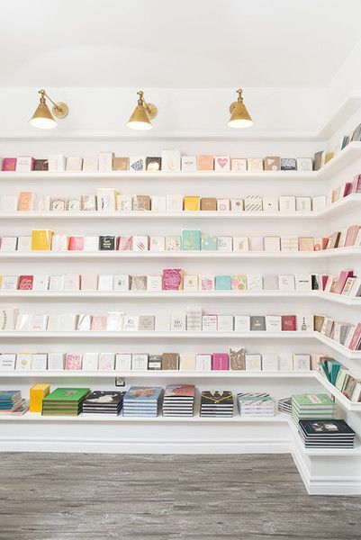 Stationery Store Design, Bookstore Design, Stationary Store, Brass Light Fixture, Stationary Shop, Sugar Paper, Retail Store Design, Stationery Store, Residential Interior Design