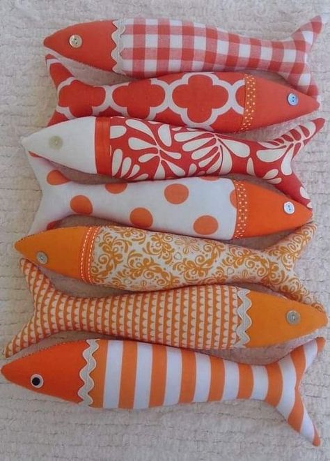 Portuguese Sardines, Fish Pillow, Fabric Fish, Fish Crafts, Lavender Bags, Fabric Toys, Ocean Colors, Fabric Animals, Sewing Toys