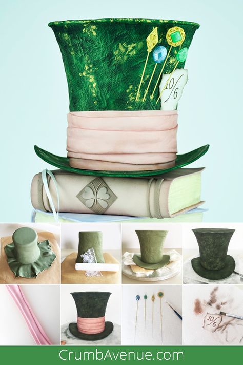 Mad Hatter Hat Template Free Printable, Mad Hatter Cake Ideas, Alice In Wonderland Cake Ideas, Cake Decorating Birthday, Mad Hatter Cake, Alice In Wonderland Cake, Craft Cake, Decorating Birthday, Wonderland Cake