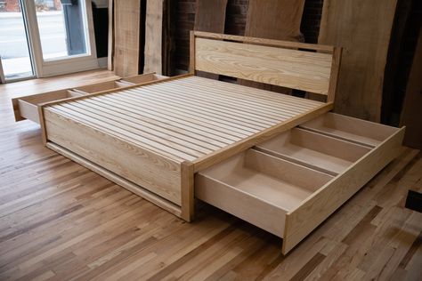 Wooden Bed With Drawers, King Size Bed With Drawers, Bedstead Design, King Size Bed With Storage Drawers, King Size Bed Frame With Drawers, Beds With Drawers, King Bed With Drawers, King Bed Storage, Diy Bed Base With Storage