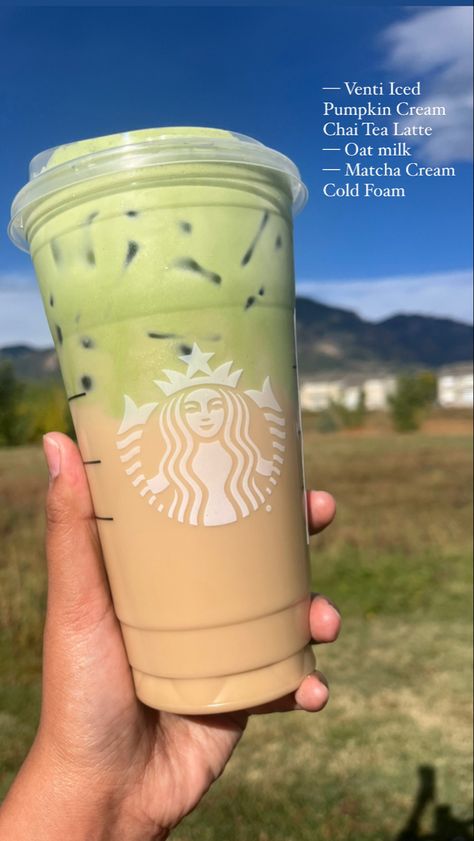 Pumpkin Matcha Latte Starbucks, Fall Matcha Drinks Starbucks, Matcha Starbucks Drinks Order, Healthy Starbucks Orders, Starbucks Matcha Drinks, Matcha Drink Recipes, Matcha Cream, Starbucks Drink Menu, Cream Cold Foam