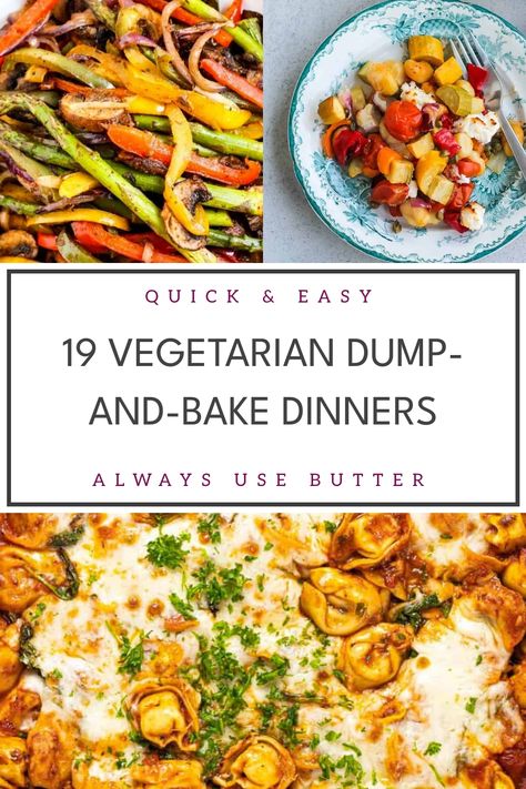 Looking for some easy vegetarian meals to save time in the kitchen? These dump-and-bake dinners are the perfect solution! Skip the hassle and enjoy delicious and nutritious easy vegetarian dinners that come together with minimal effort. From casseroles to one-pan bakes, these recipes make meal prep a breeze. Try out these no-fuss dishes for a stress-free cooking experience any night of the week. Meatless Crockpot Meals Dump Dinners, Oven Meals Vegetarian, 15 Min Vegetarian Meals, Vegitaren Dinners, Easy Family Vegetarian Dinners, Family Vegetarian Dinners, Oven Dinner Recipes Vegetarian, Best Vegetarian Casseroles, Dump And Bake Vegetarian Casseroles