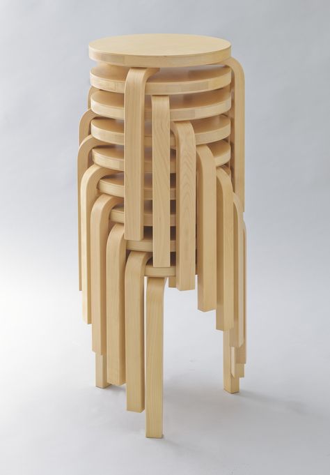 Alvar Aalto. Stacking Stools (model 60). 1932-33 | MoMA Alvar Alto, Things Organized Neatly, Scandinavia Design, Chaise Design, Wooden Stools, Feb 13, Kraken, Museum Of Modern Art, Chair Design