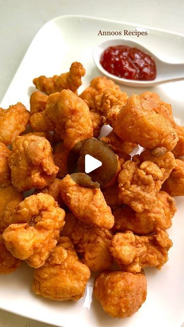 Annoos Recipes on Instagram: "Chicken Popcorn 🐓❤️/ Popcorn Chicken 
.
.
❌❌ No Repost ❌❌
.

.
To marinate :

Boneless chicken-500 gms
Chilli powder-1 tbsp
Ginger garlic paste- 1/2 tbsp
Salt to taste
Soy sauce-1 tbsp
Lemon juice-1 tsp
Milk -1/4 cup

Egg -1

For coating:

All purpose flour -1 cup
Corn flour -1/2 cup
Garlic powder-1 tsp
Red chilli powder-1/2 tbsp
Salt to taste 

Cold water
Oil for frying

Marinate chicken for at least 2 hours.
Just before frying add one beaten egg .

Prepare coating.
Dip the chicken pieces in coating mixture and then in cold water , then again coat them well in the flour. Deep fry on medium heat till its golden and crispy.
Serve hot.

.
@annoosrecipes 

.
#chickenpopcorn #popcornchicken #kfcchickenpopcorn #popcorn #chickenrecipes #kidsspecial #food #reels #fo Chicken Pops Recipe, Chicken Popcorn Recipe, Chicken Popcorn, Chicken Pop, Popcorn Chicken Recipe, Food Reels, Marinate Chicken, Making Fried Chicken, Egg Replacement