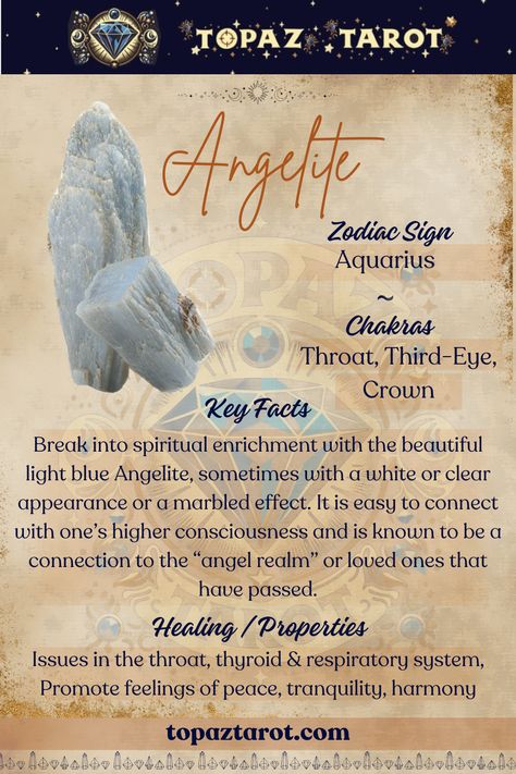 Embrace the soothing energy of Angelite, guiding you towards serenity and spiritual growth 🌟💎  #thetopaztarot #topaztarotcrystals #crystals #Angelite #Crystalhealing #CrystalLove #Crystalwonders Angelite Benefits, Crystal For Intuition, Angelite Crystal Aesthetic, Mystical White Crystals For Meditation, Crystal Angelite, Angelite Crystal, Crystal Magick, Energy Work, Spiritual Connection