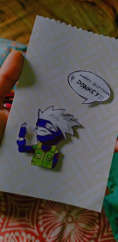 Birthday card ideas for your otaku friends. Birthday Gifts For Boyfriend Pictures, Naruto Birthday Cards Diy, Anime Birthday Card Ideas, Anime Cards Diy, Naruto Birthday, Otaku Gift, Birthday Card Ideas, Anime Hands, Hatake Kakashi