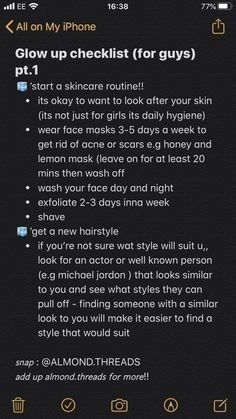 Glow Up Checklist Men, Lemon Mask, Daily Hygiene, Guys Grooming, High School Advice, The Glow Up, How To Get Rid Of Acne, Summer Glow, Glow Up Tips