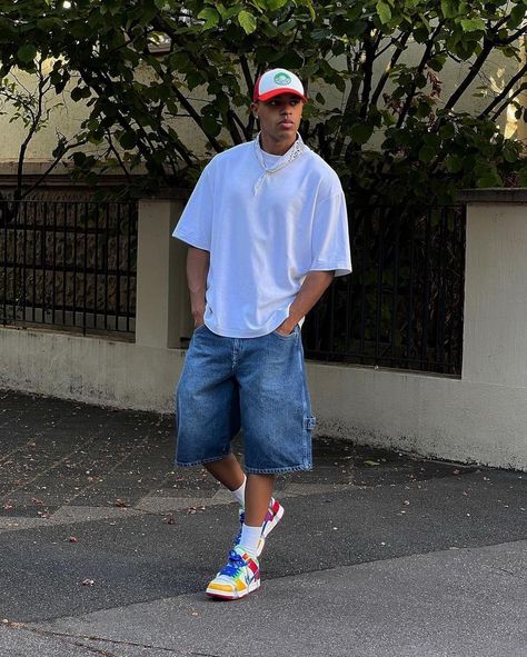 Rnb Outfit, 90s Fashion Men Outfits, Streetwear Inspiration, 90s Fashion Men, Mens Shorts Outfits, Trendy Boy Outfits, Street Style Outfits Men, Street Fashion Men Streetwear, Streetwear Summer