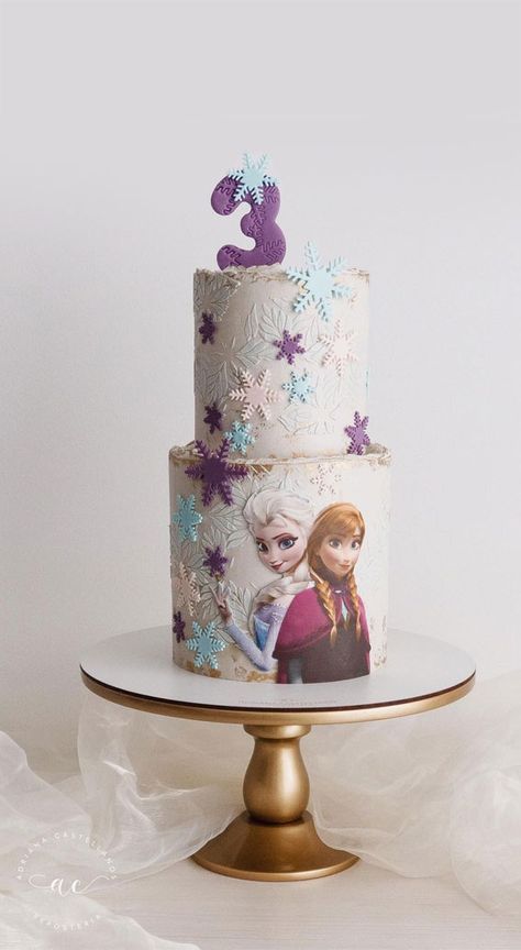 Celebrating 21 Years of Life with these Cake Ideas : Two Tier Semi Naked Birthday Cake Two Tier Frozen Cake, Frozen Two Tier Cake, Frozen Cake Ideas Birthdays, Frozen Cake Birthday, Frozen Birthday Cake Ideas, Frozen Cake Ideas, Pretty Cake Ideas, Frozen Cake Designs, Frozen 2 Cake