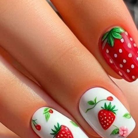 Nailsbysk on Instagram: "Strawberry nails" Strawberry Nail Designs, Strawberry Nail Art, Short Acrylic Nails Designs, Short Acrylic Nails, Love Nails, Acrylic Nail Designs, Press On Nails, Acrylic Nails, Nail Designs