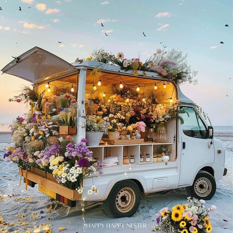 Flower Trucks, Flower Van, Flower Shop Decor, Flower Cafe, Take What You Need, Flower Truck, Flower Business, Flower Cart, Flower Store