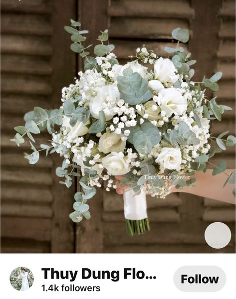 Sage Green Eucalyptus Wedding Bouquet, Eucalyptus And Babysbreath Wedding, In Season Flowers November, Eucalyptus Flower Bouquet, Ecuplatus Wedding, Elegant Aisle Decor, Sage Green And White Bridal Bouquet, Eucalyptus And Babysbreath Bouquet, White Iris Bouquet