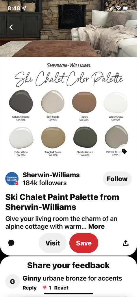 Mountain Modern Paint Colors, Cabin Paint Palette, Cabin Paint Colors Rustic, Cabin Interior Paint Colors Rustic, Ski Chalet Paint Colors, Mountain Home Interior Color Palettes, Modern Mountain Home Interior Paint Colors, Chalet Color Palette, Modern Mountain Interior Paint Colors