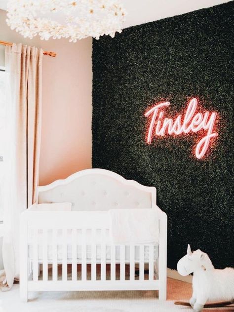 Baby Room Signs, Baby Nursery Design, Grass Wall, Girl Nursery Room, Neon Sign Bedroom, Nursery Baby Room, Light Sign, Neon Light Signs, Project Nursery