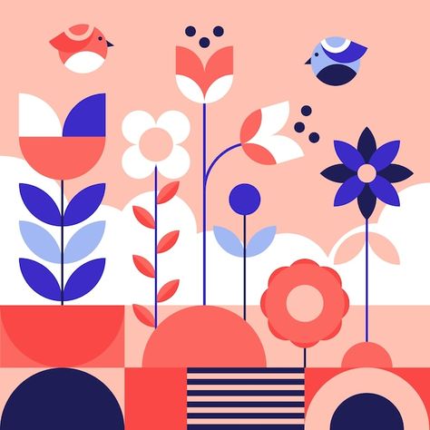 Geometric Vector Illustration, Geometric Flowers Illustration, Flowers Flat Illustration, Flower Geometric Design, Flat Geometric Illustration, Flower Geometric Illustration, Abstract Shape Illustration, Geometric Plant Illustration, Geometric Flower Design