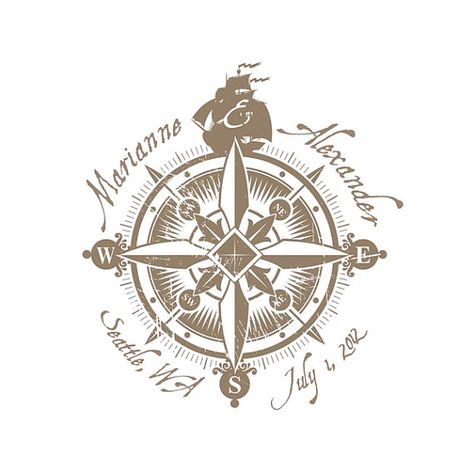 for inspiration... Tattoo With Names, Nautical Compass Tattoo, Compass Wedding, Nautical Logo, Wedding Ides, Wedding Nautical, Girls With Sleeve Tattoos, Nautical Compass, Trendy Tattoo