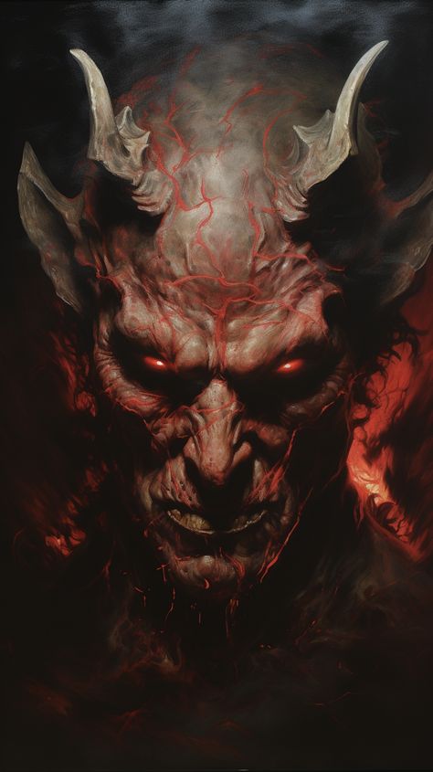 Follow for more!! Demon Tattoos, Scary Demon Art, Demon Face, Demon Art Male, The Devil, Scary Eyes Demons, Scary Demonic Images, Masked Demon Art, Horror Artwork Illustrations