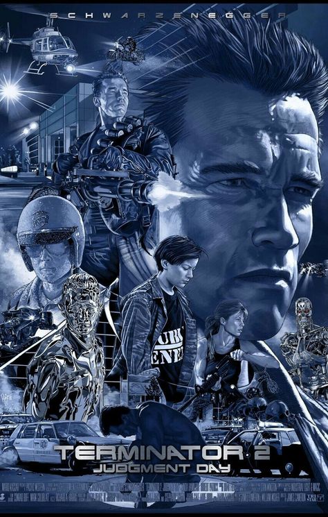 TERMINATOR 2 JUDGEMENT DAY Terminator Artwork, Apocalyptic Movies, Arnold Schwarzenegger Movies, Terminator 2 Judgment Day, Film Cult, Terminator Movies, Movie Synopsis, Judgment Day, Movie Artwork