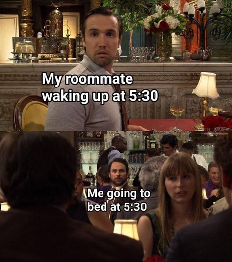 Except replace "My roommate waking up at 5:30" with "My dad getting ready for work at 5:00" and you've got me summed up. 😂 Memes Br, Morning Humor, Animal Memes, Best Memes, Funny Posts, Dankest Memes, Really Funny, I Laughed, Funny Jokes